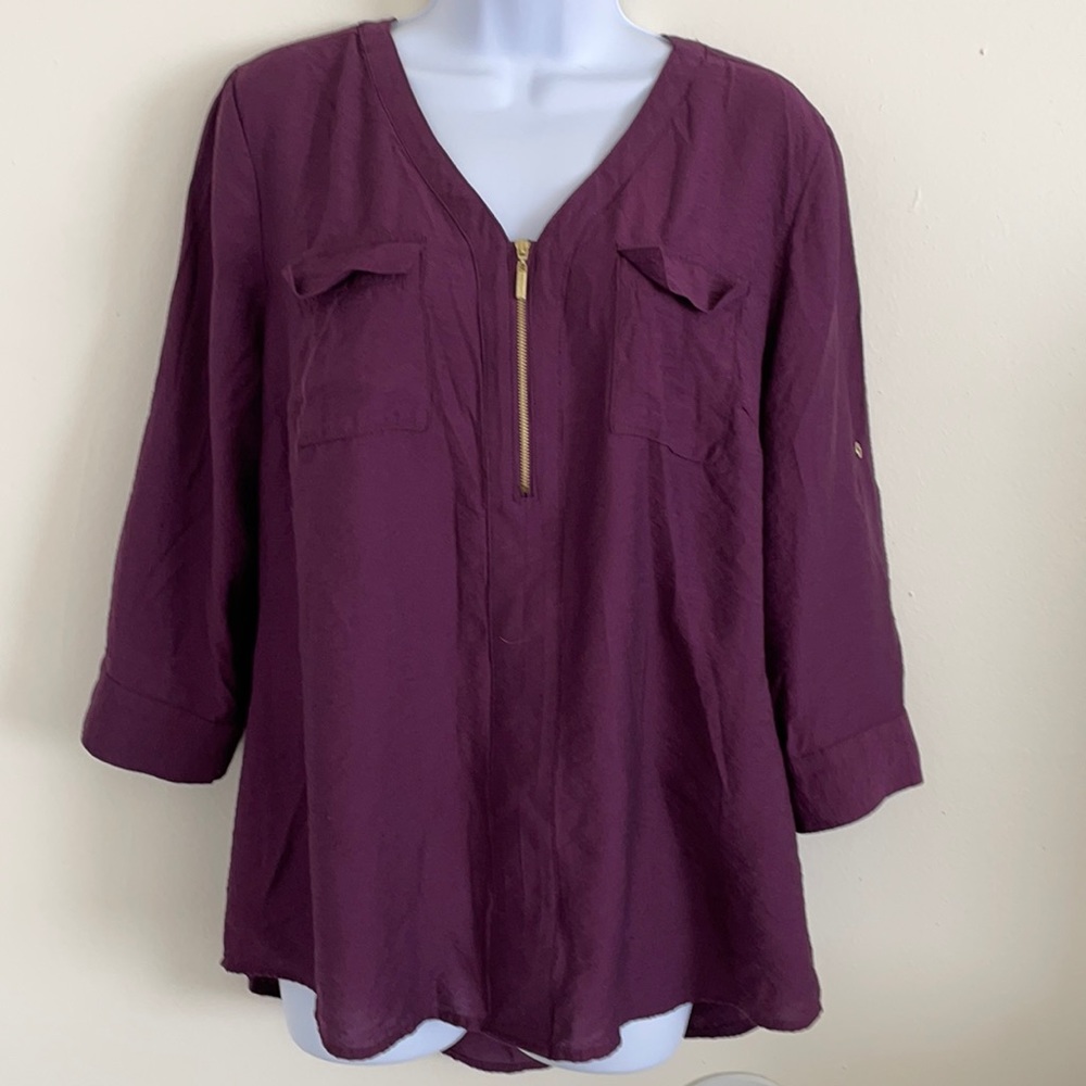 💙Roz & Ali: Purple blouse with gold zipper detail